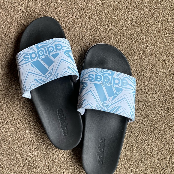 blue adidas slides womens